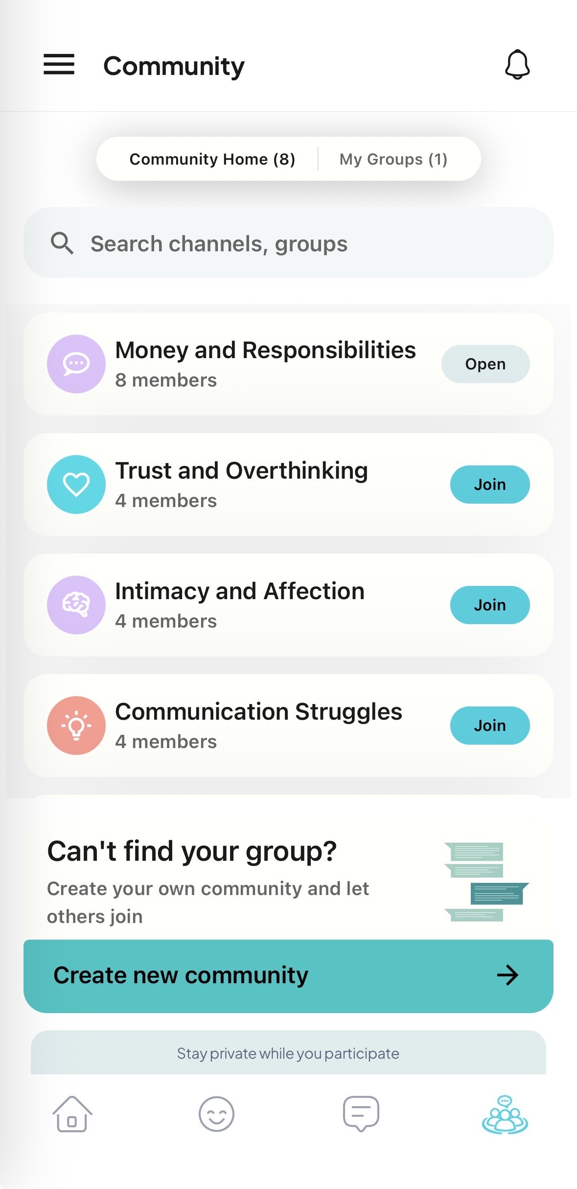 Anonymous Community screen