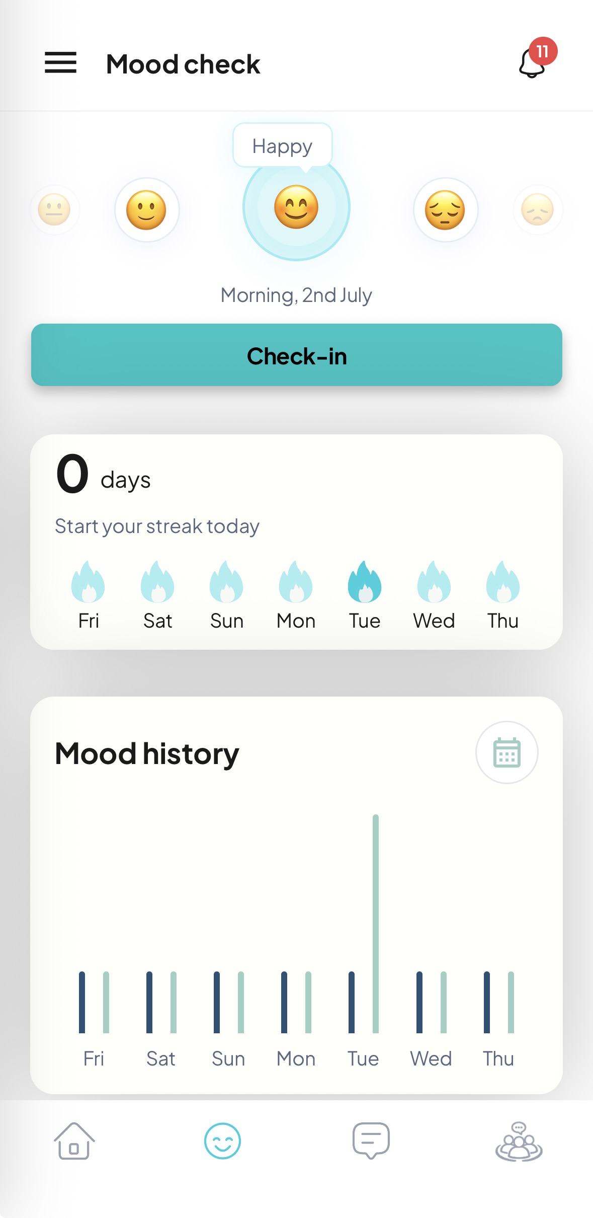 Twice-Daily Mood Check-ins screen